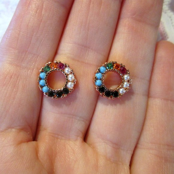 Tous Jewelry - Tous Gemstone Disc Earrings~Rose Gold Silver Vermeil~BEAUTIFUL!!